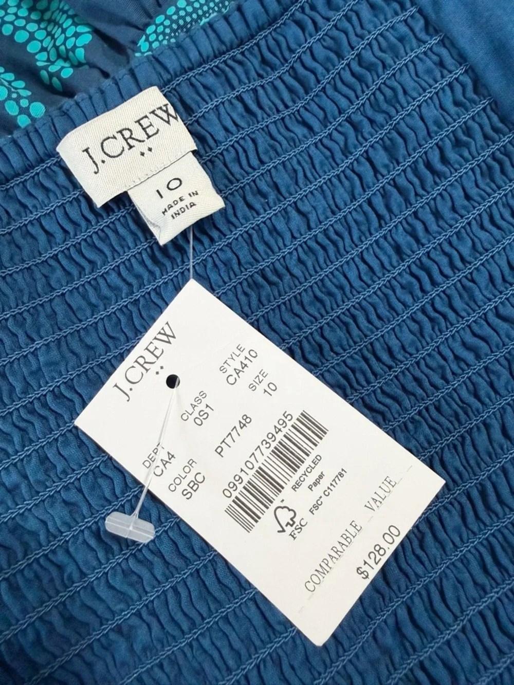 J. Crew Poplin Corset Floral Midi Dress Blue Size 10 NWT